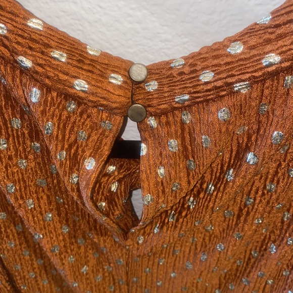 Anthropologie Lennox Gold Polka Dot Halter Top - Picture 7 of 7